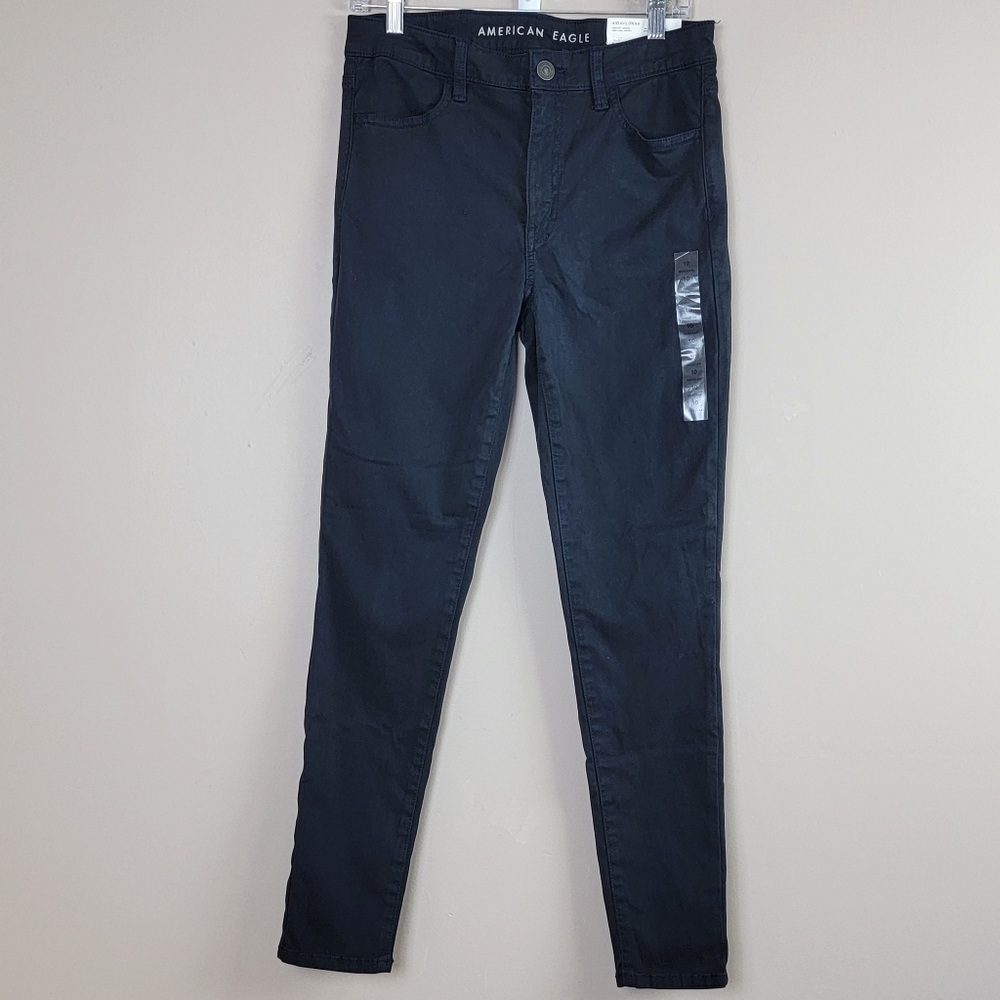 American Eagle Black Next Level Stretch High Rise Jeggings Sz 10/30 NEW - Picture 2 of 16